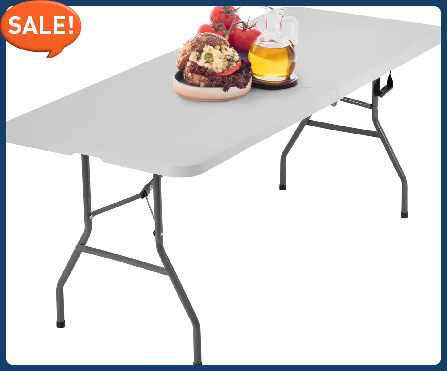 6FT Picnic Table Folding Camping Plastic Fold Up Lock for Party Event,White