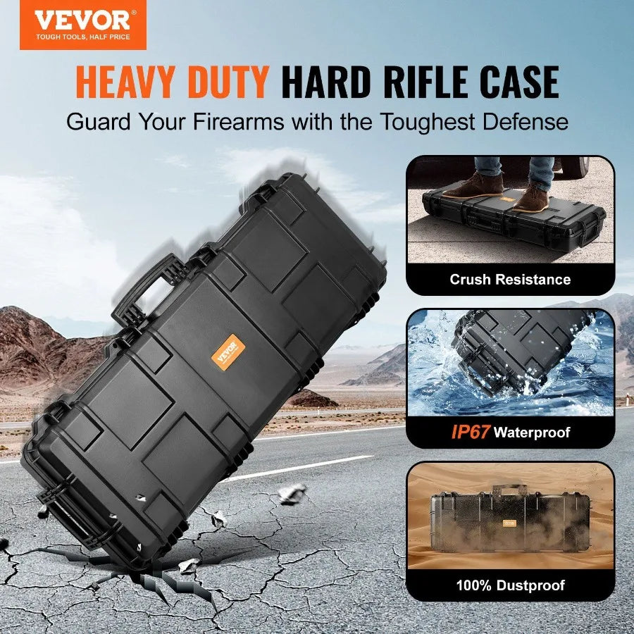 Tactical Range Case Outdoor Tactical Hard Case with 3 Layers Fullyprotective Foams 42 inch lockable Hard Tactical Range Case w