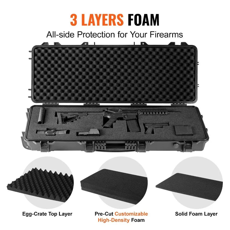 Tactical Range Case Outdoor Tactical Hard Case with 3 Layers Fullyprotective Foams 42 inch lockable Hard Tactical Range Case w