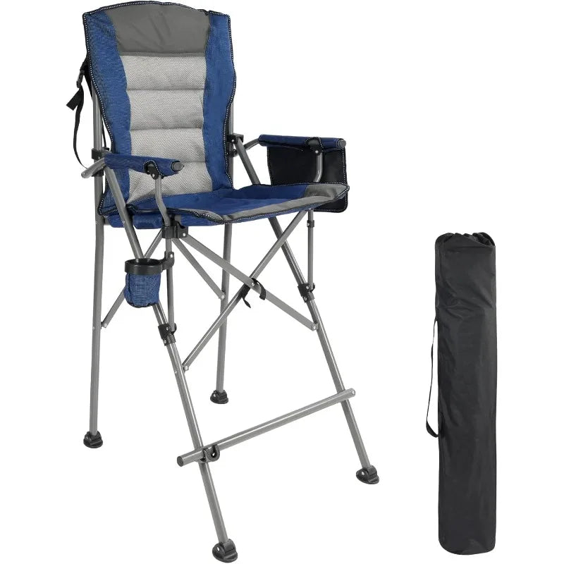 REDCAMP Oversized Tall Camping Chair for Adults, 330lbs Portable High Folding Directors Chair, Foldable Bar Height Stool with Si