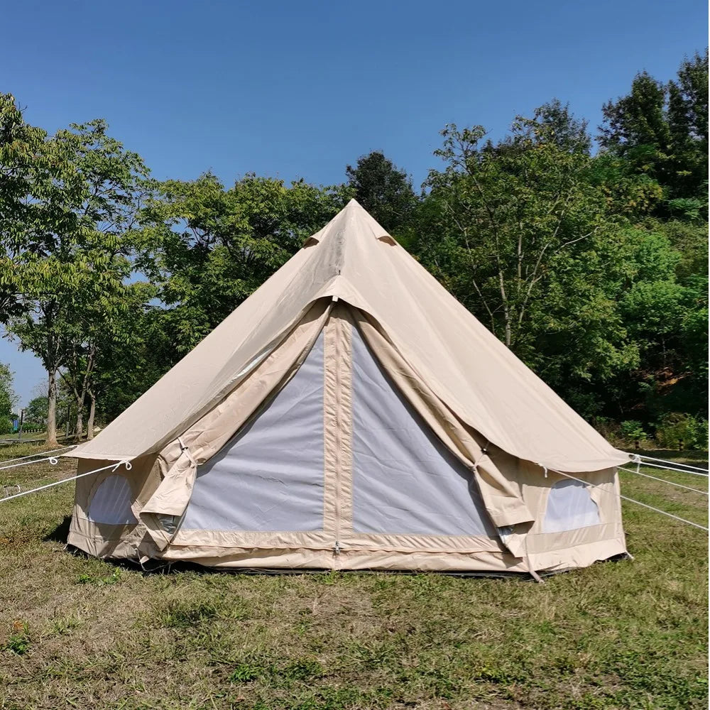 Mongolian Tent Khaki Color  3-5 Person Capacity  300D Oxford Fabric with PU & Silver Coating  3000mm Waterproof 17.5kg