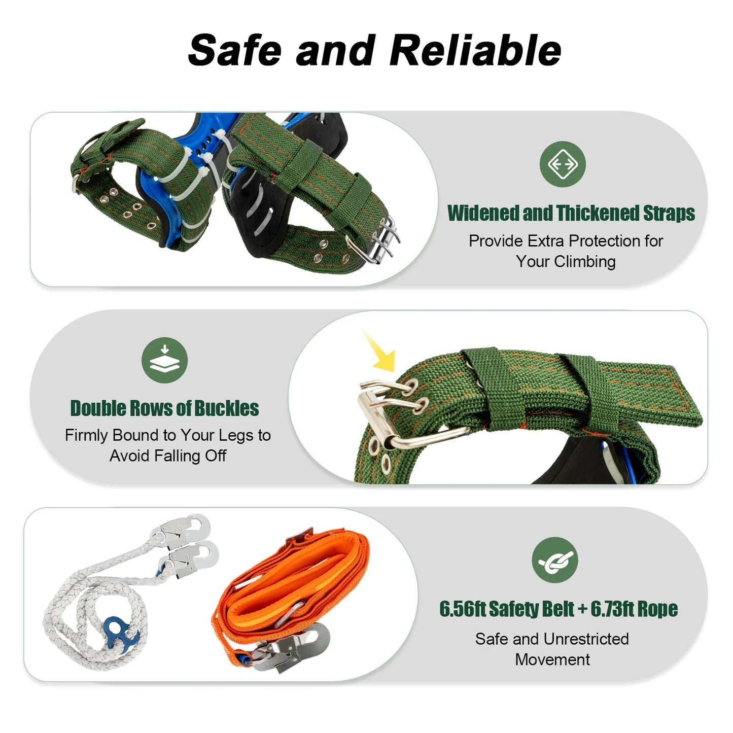 Tree Pole Climbing Spike Set Safety Belt Straps Portable for Outdoor Fruit Pick Climbing Spike Set Safety Belt Straps