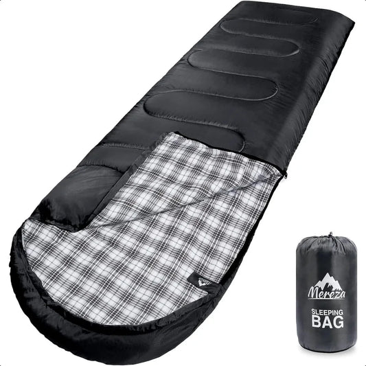 Flannel Sleeping Bag for Adults XL Large Wide Sleeping Bags for Camping Mens Warm Cotton Sleeping Bag 4 Season Warm Cool Weathe