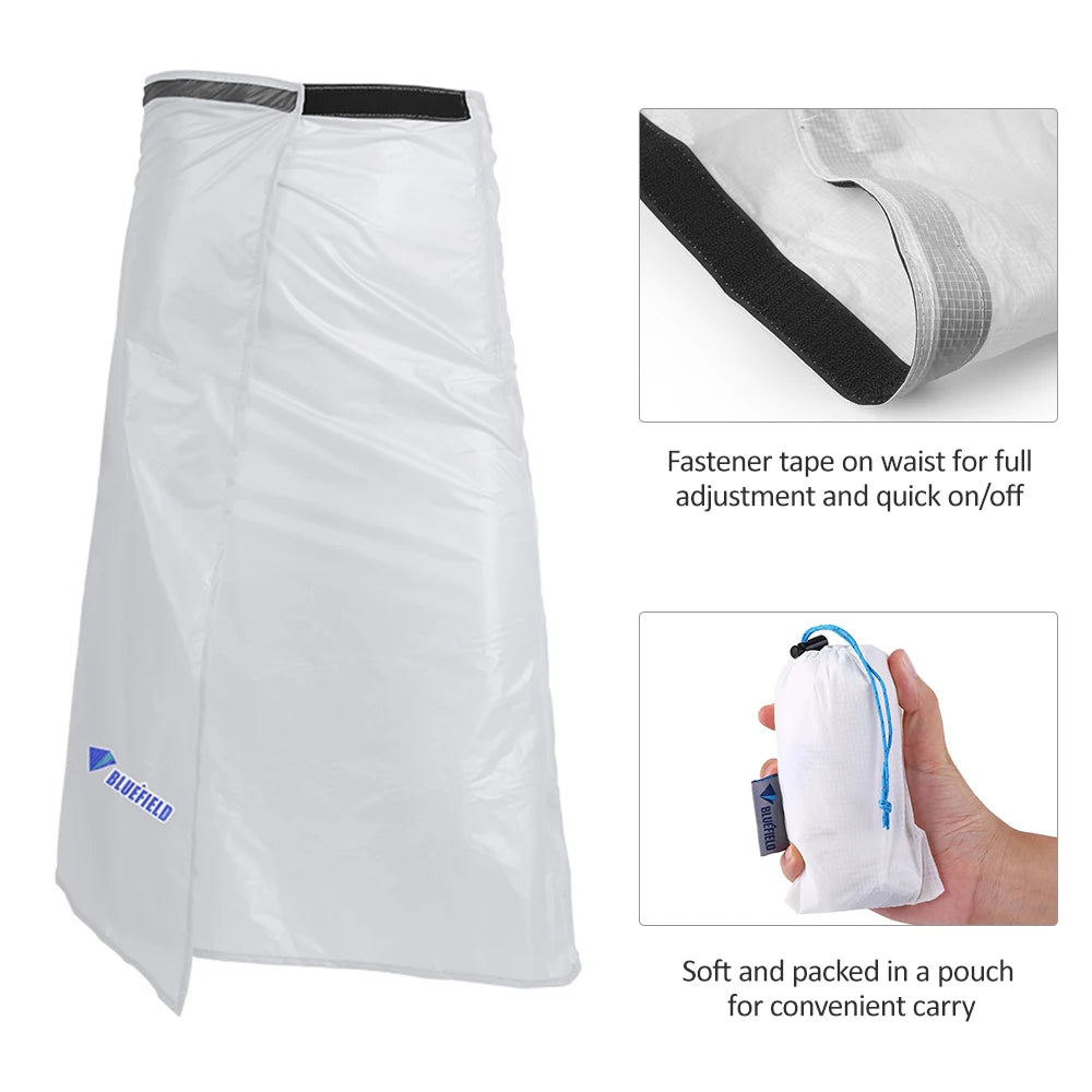 Waterproof Kilt Skirt Ultra Light Thin Rain Skirt Waterproof Kilt Rain Pants Packable Windbreaker Kilt Skirt for Outdoor Hiking