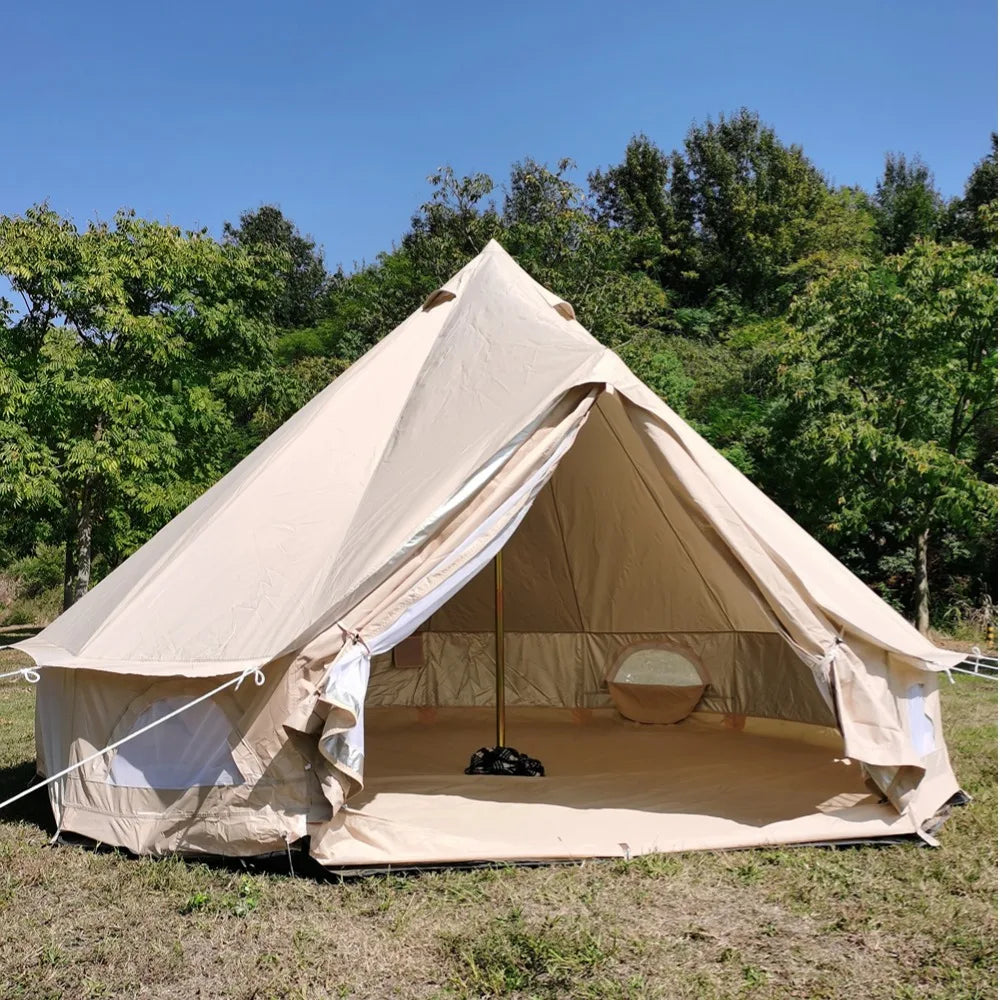 Mongolian Tent Khaki Color  3-5 Person Capacity  300D Oxford Fabric with PU & Silver Coating  3000mm Waterproof 17.5kg