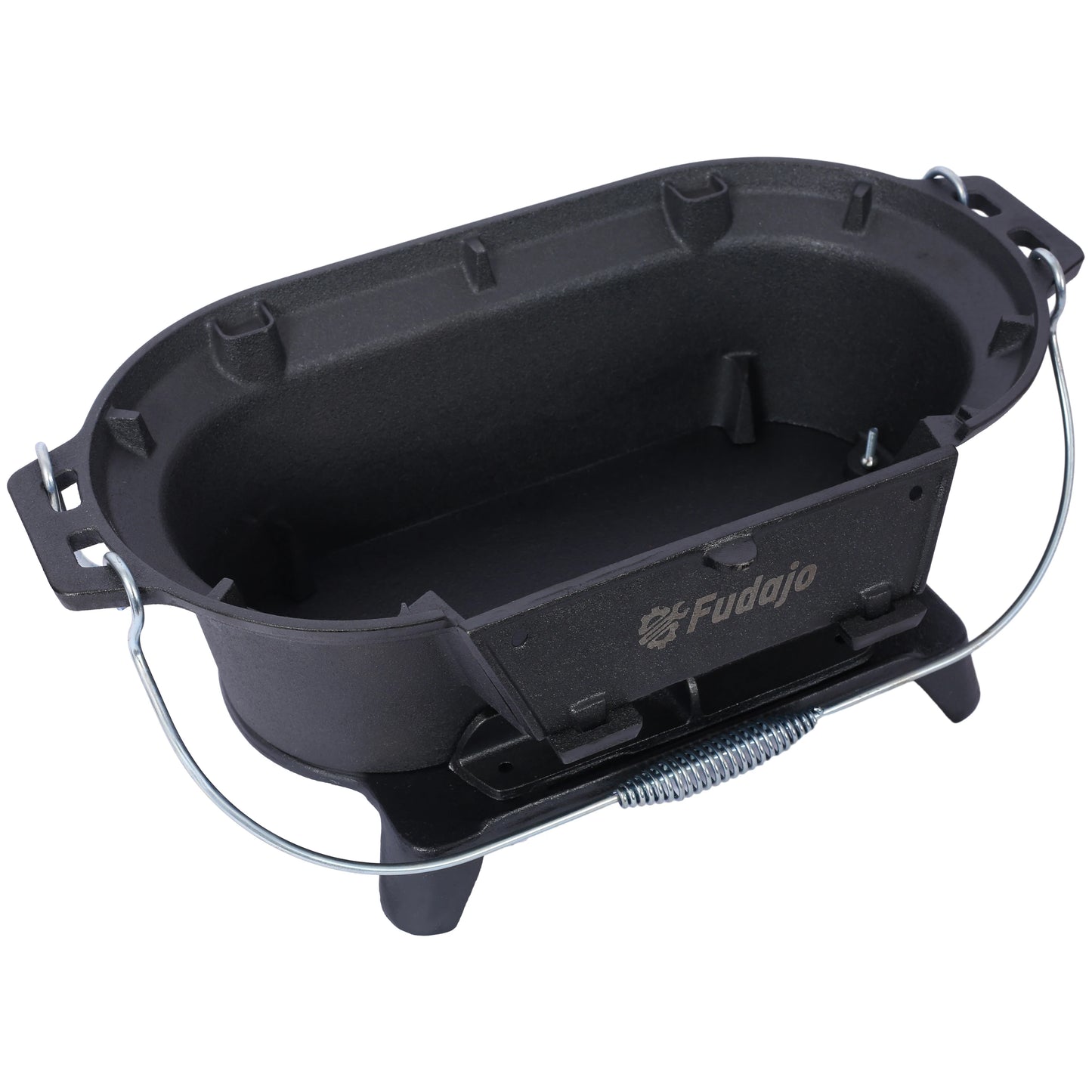 20" Oval Cast Iron Hibachi Grill, Portable Charcoal Grill With Vent Removable Grate with Handle, Yakitori Grill for Outdoor Camp