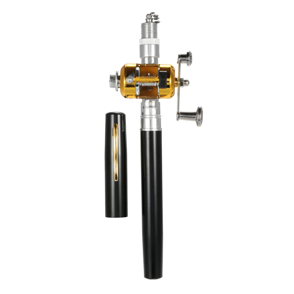 Fishing Rod Reel Combo Set Mini Telescopic Portable Pocket Pen Fishing Rod Pole + Reel Aluminum Alloy Fishing Line Soft Lures