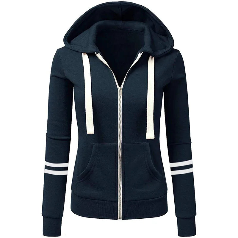 Women Winter Polyester Hoody Jackets Top Quality Windproof Jackets Outdoor Thick Fabric Jogging Jacket