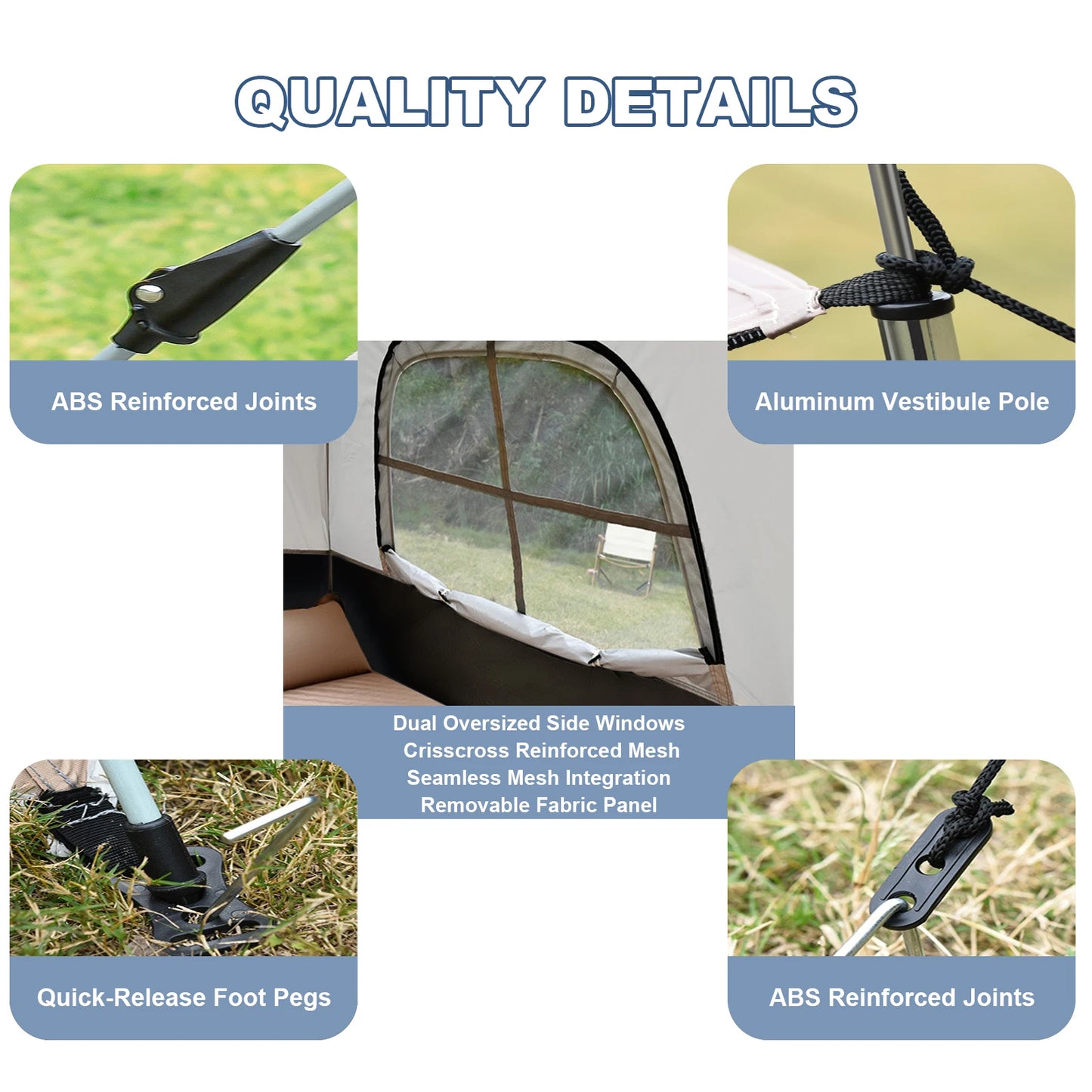 Outdoor Fully Automatic Quick-opening Two-in-one Canopy Vinyl Tent Double Doors and Double Windows 5-8 People Camping Tent