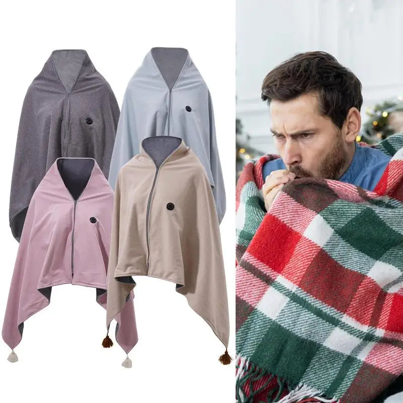 new outdoor USB shawl Electric Heated Blanket 3 Heating Levels plush Heated Mat Portable Wearable Body Warmer Blanket for home
