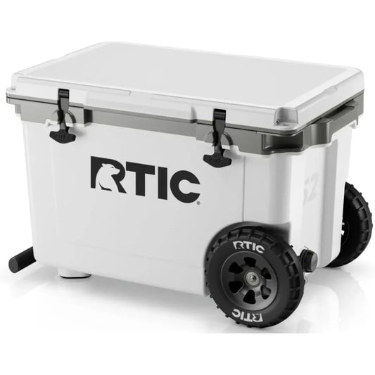 52 Quart Ultra-Light Wheeled Hard Cooler Insulated Portable Ice Chest Box for Beach, Drink, Beverage, Camping, Picnic, Fishing
