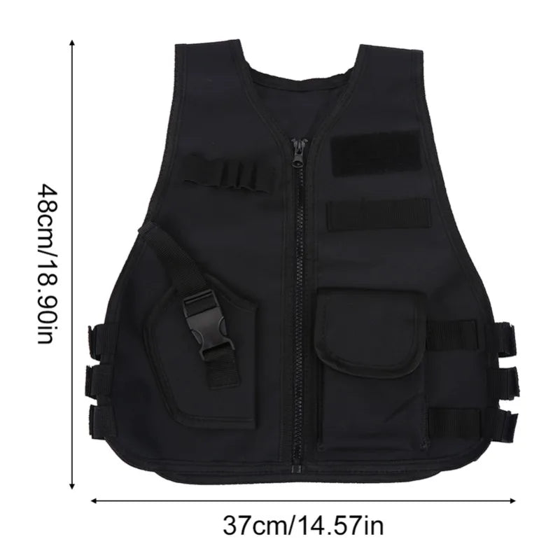 Breathable Children Kids Vest Protective Waistcoat for Outdoor Hunting Combat Games Black L