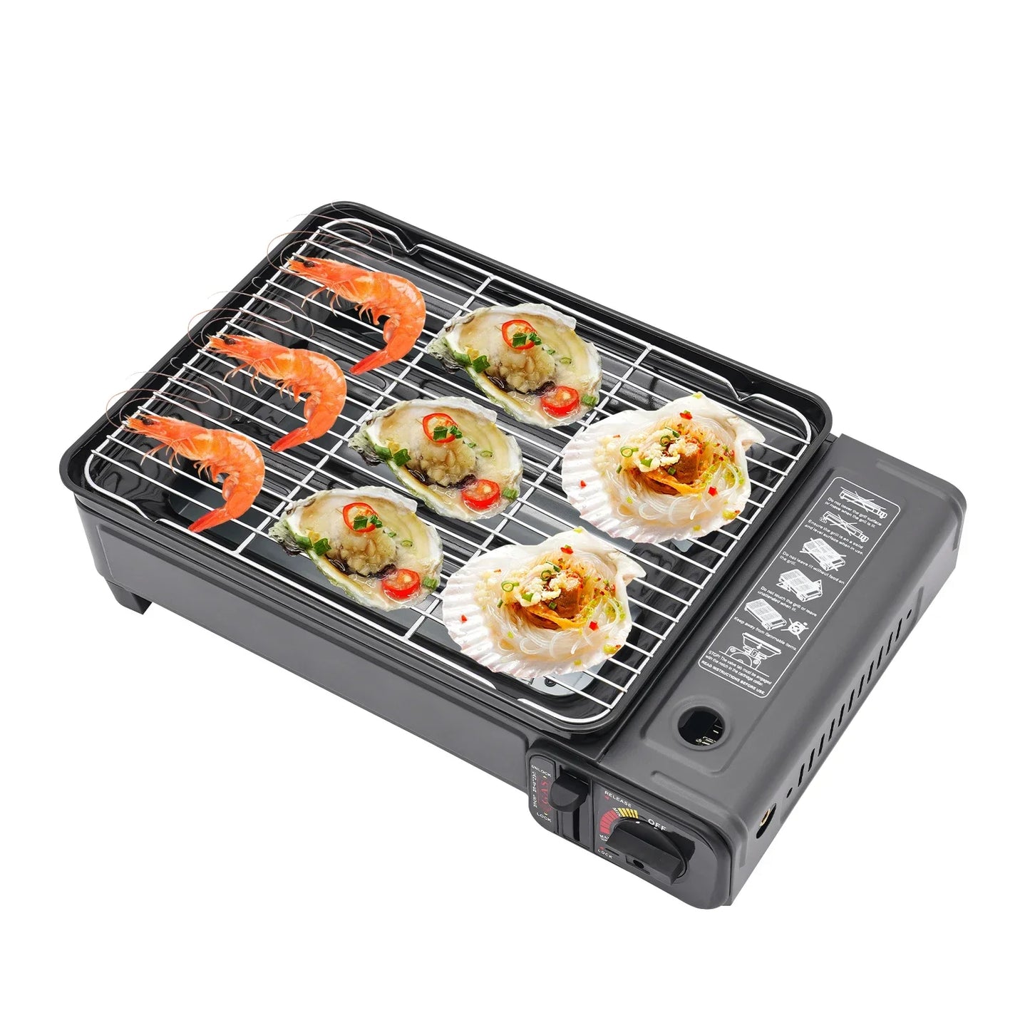 Portable Butane Gas Grill Camping BBQ Grills with Storage Box Indoor Tabletop Stove With Barbecue Kit Home Travel Accessories
