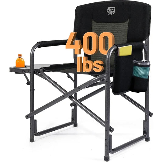 TIMBER RIDGE Aluminum Oversized Camping Chair, Lightweight Portable Directors Chair with Side Table Detachable Side Pocket