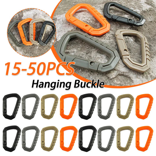 15-50PCS D-shape Belt Hanger Buckles Reusable Snap Type Safety Lock Buckles Lightweight High Strength Hardware Tools for Camping