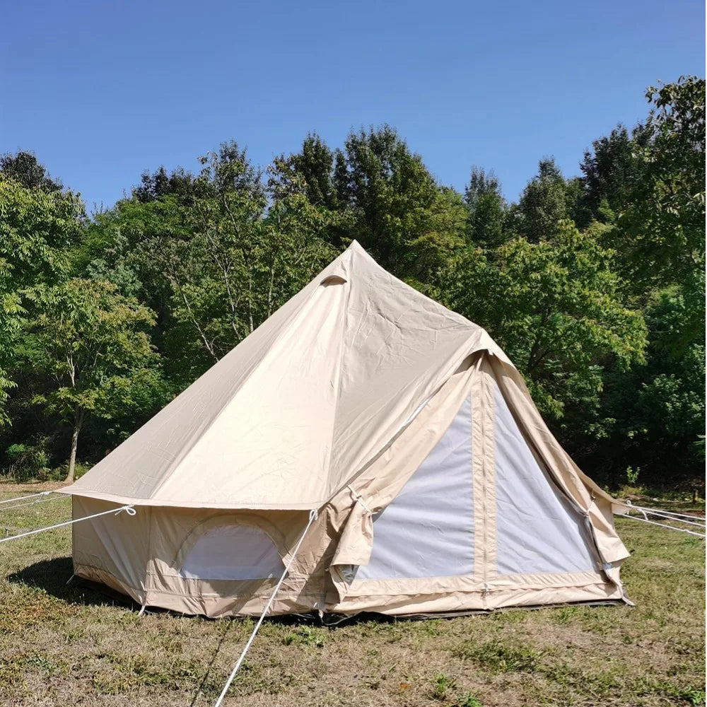 Mongolian Tent Khaki Color  3-5 Person Capacity  300D Oxford Fabric with PU & Silver Coating  3000mm Waterproof 17.5kg