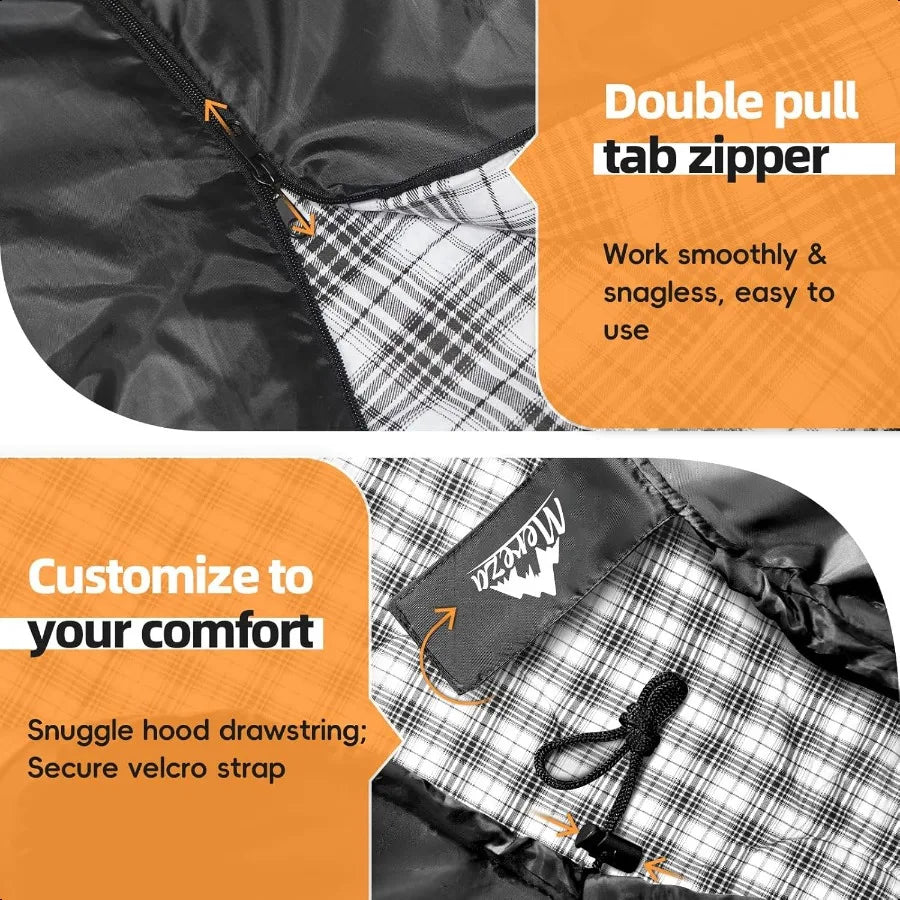 Flannel Sleeping Bag for Adults XL Large Wide Sleeping Bags for Camping Mens Warm Cotton Sleeping Bag 4 Season Warm Cool Weathe
