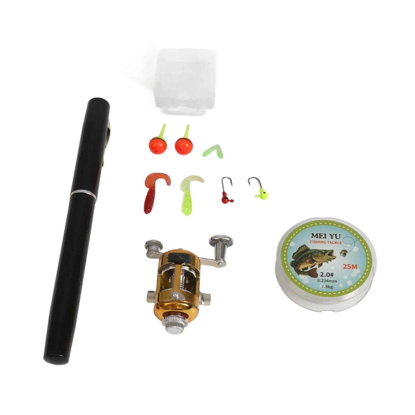 Fishing Rod Reel Combo Set Mini Telescopic Portable Pocket Pen Fishing Rod Pole + Reel Aluminum Alloy Fishing Line Soft Lures