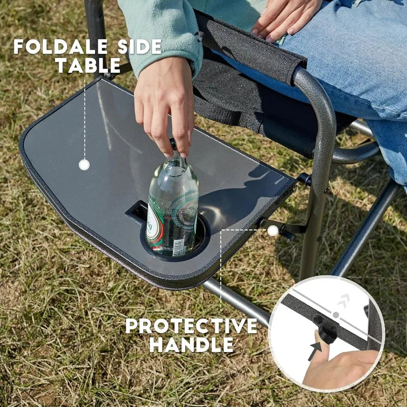 TIMBER RIDGE Aluminum Oversized Camping Chair, Lightweight Portable Directors Chair with Side Table Detachable Side Pocket