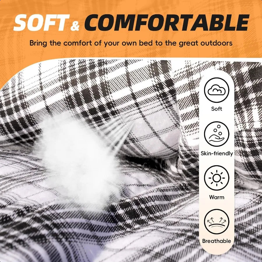 Flannel Sleeping Bag for Adults XL Large Wide Sleeping Bags for Camping Mens Warm Cotton Sleeping Bag 4 Season Warm Cool Weathe