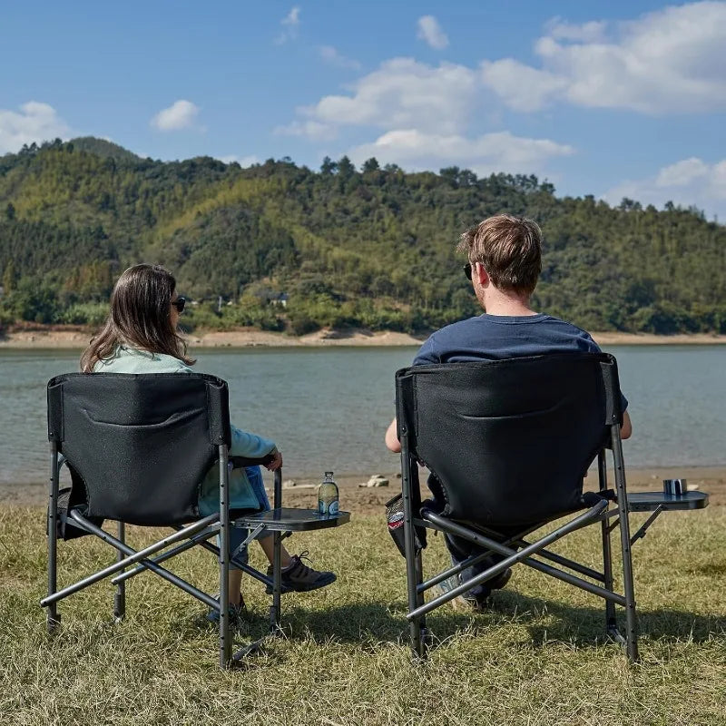 TIMBER RIDGE Aluminum Oversized Camping Chair, Lightweight Portable Directors Chair with Side Table Detachable Side Pocket
