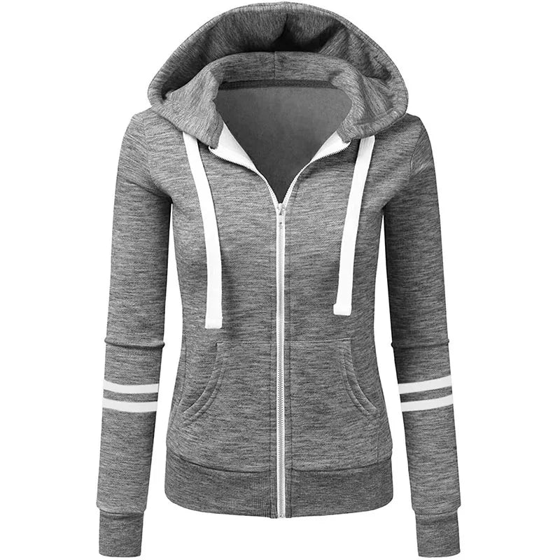 Women Winter Polyester Hoody Jackets Top Quality Windproof Jackets Outdoor Thick Fabric Jogging Jacket