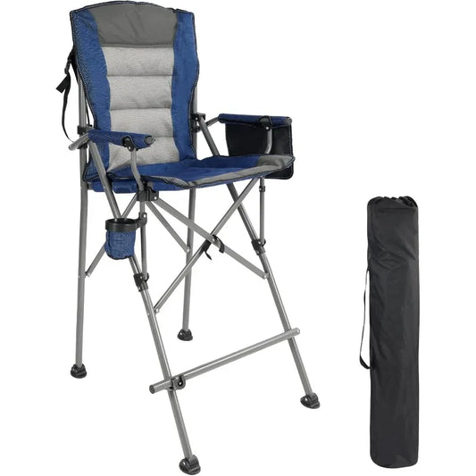REDCAMP Oversized Tall Camping Chair for Adults, 330lbs Portable High Folding Directors Chair, Foldable Bar Height Stool with Si